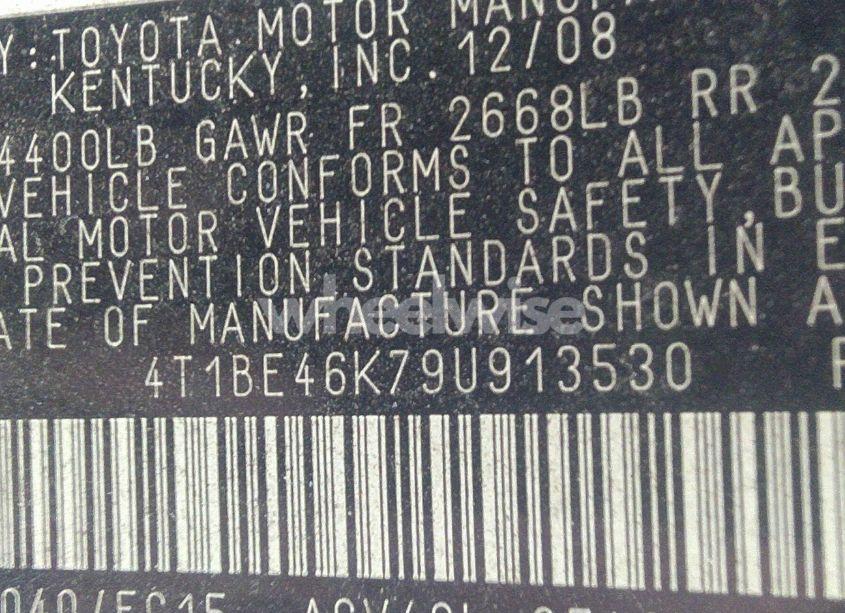 Photo 9 of 2009 Toyota Camry SE (VIN 4T1BE46K79U913530)
