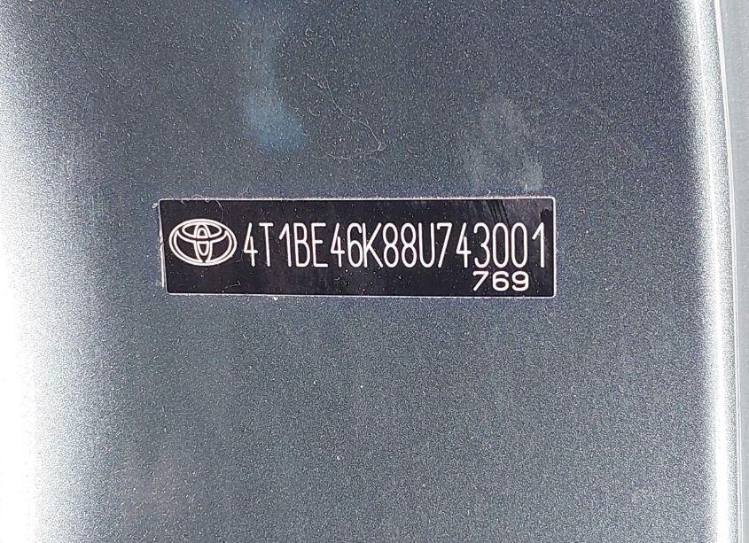 Photo 9 of 2008 Toyota Camry LE (VIN 4T1BE46K88U743001)