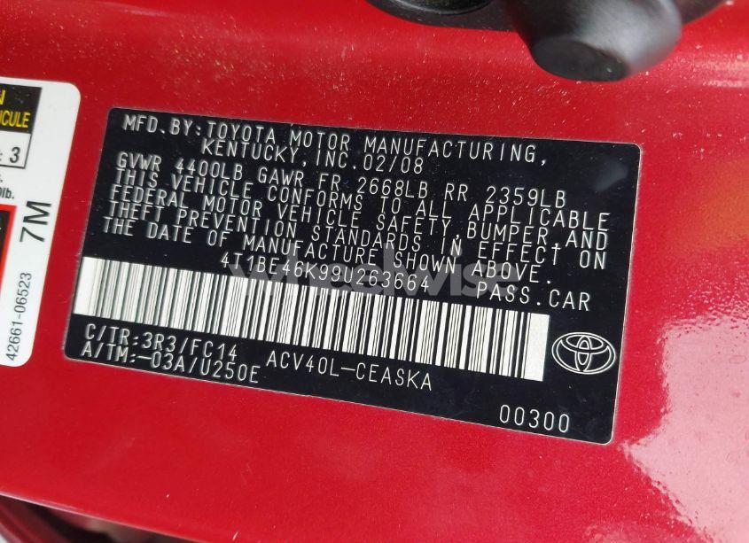 Photo 9 of 2009 Toyota Camry SE (VIN 4T1BE46K99U263664)