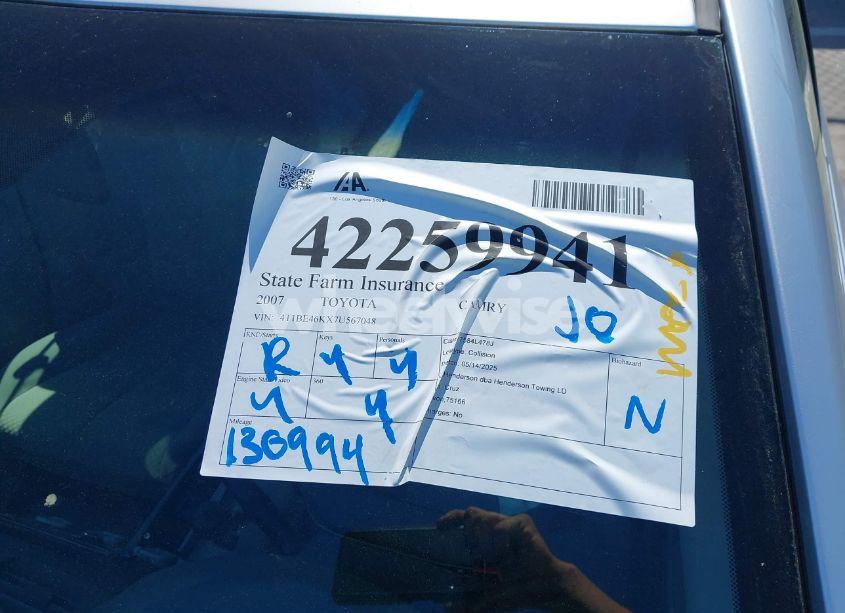 Photo 18 of 2007 Toyota Camry LE (VIN 4T1BE46KX7U567048)