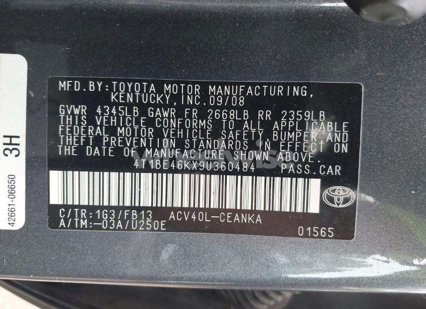 Photo 9 of 2009 Toyota Camry LE/SE/XLE (VIN 4T1BE46KX9U360484)
