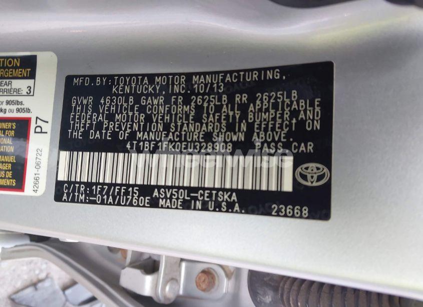 Photo 9 of 2014 Toyota Camry SE (VIN 4T1BF1FK0EU328908)