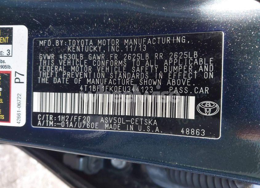 Photo 9 of 2014 Toyota Camry SE (VIN 4T1BF1FK0EU344123)