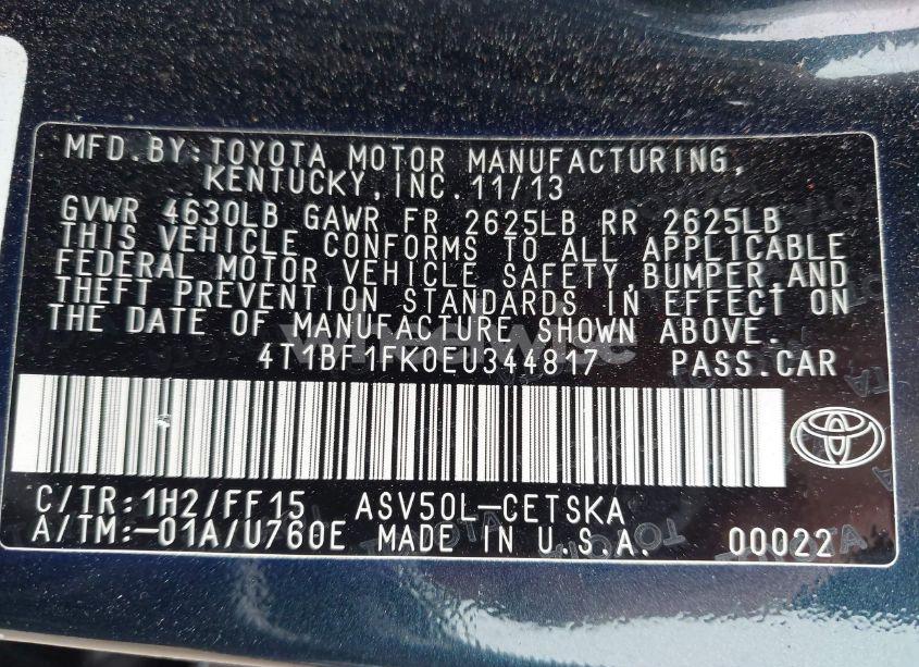 Photo 9 of 2014 Toyota Camry SE (VIN 4T1BF1FK0EU344817)
