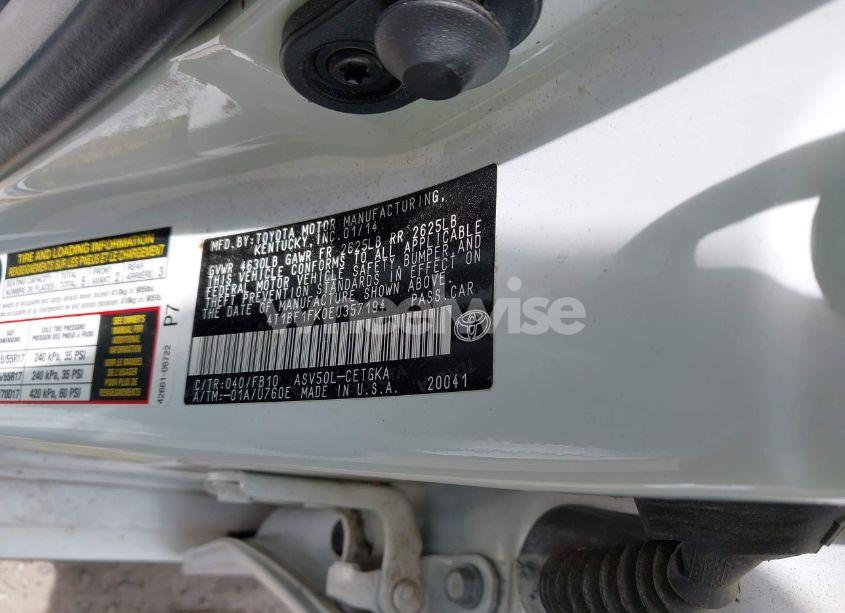 Photo 9 of 2014 Toyota Camry XLE (VIN 4T1BF1FK0EU357194)