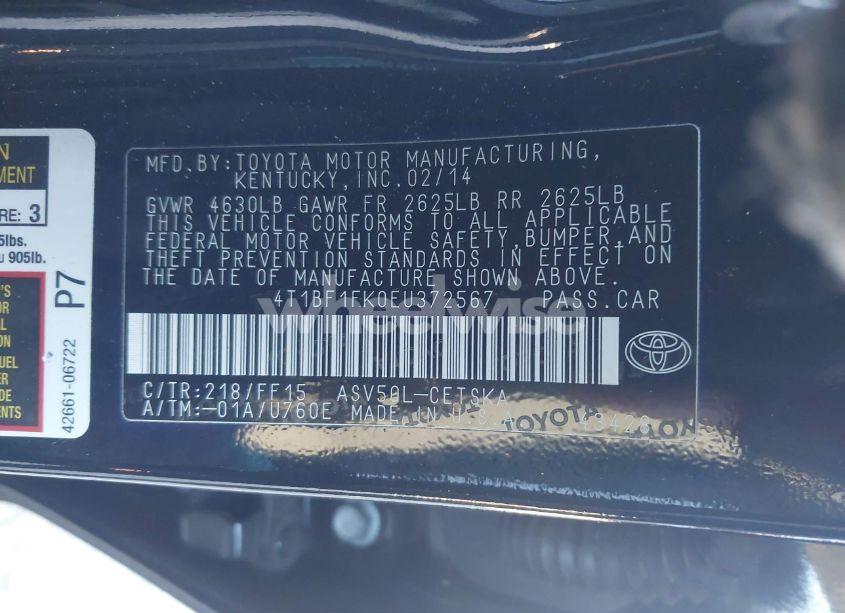 Photo 9 of 2014 Toyota Camry SE (VIN 4T1BF1FK0EU372567)
