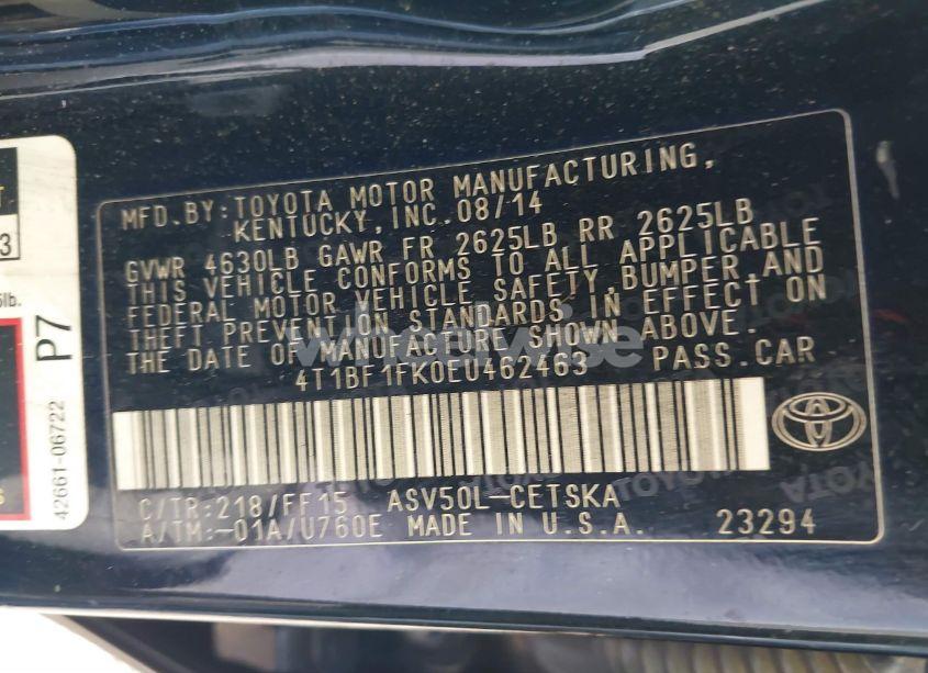 Photo 9 of 2014 Toyota Camry SE (VIN 4T1BF1FK0EU462463)