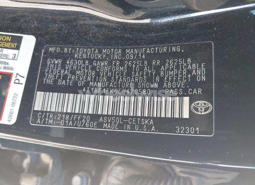 Photo 9 of 2014 Toyota Camry SE (VIN 4T1BF1FK0EU470580)