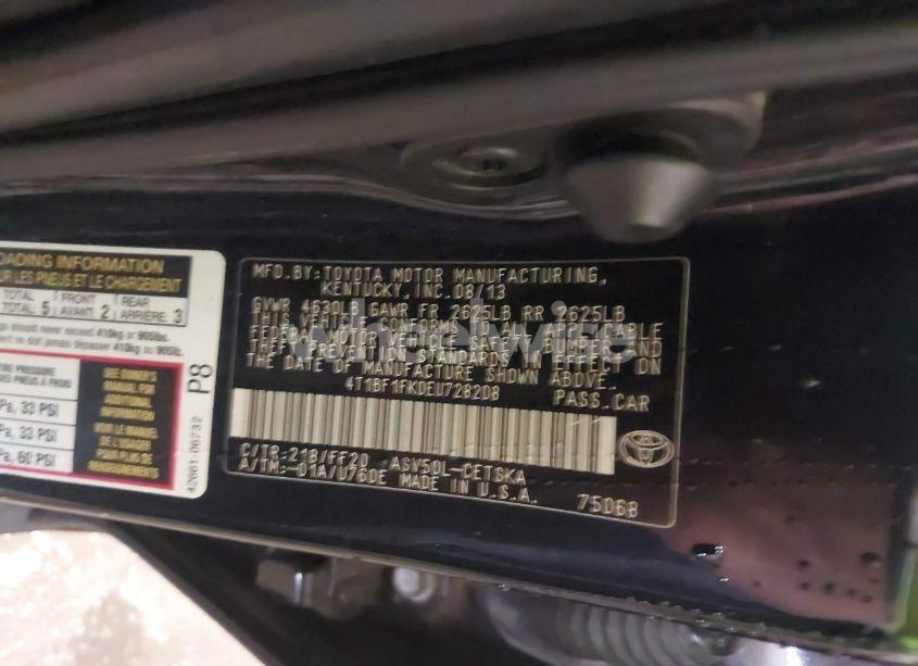 Photo 9 of 2014 Toyota Camry SE SPORT (VIN 4T1BF1FK0EU728208)