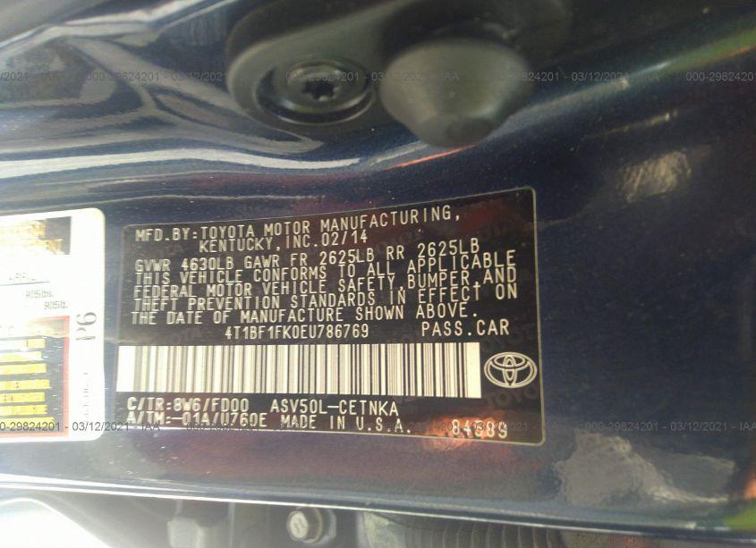 Photo 9 of 2014 Toyota Camry LE (VIN 4T1BF1FK0EU786769)