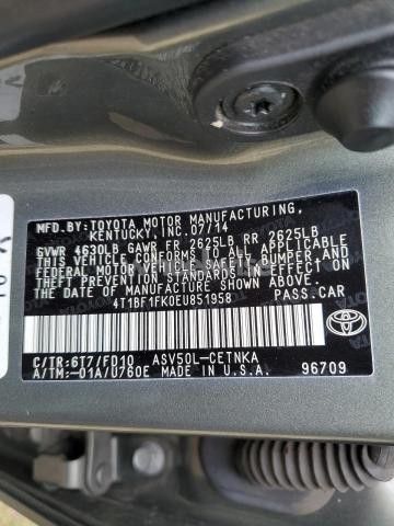 2014 TOYOTA CAMRY L (VIN 4T1BF1FK0EU851958) main photo
