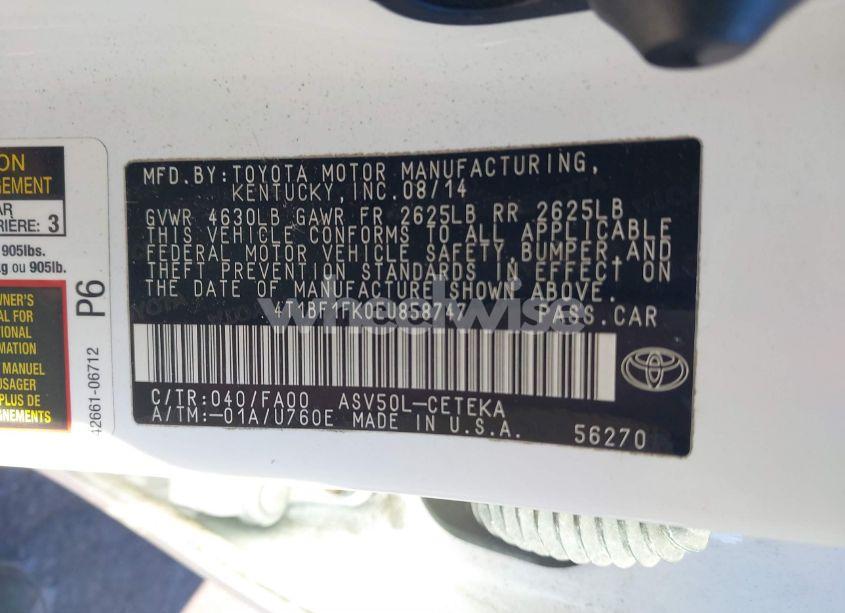 Photo 9 of 2014 Toyota Camry L (VIN 4T1BF1FK0EU858747)