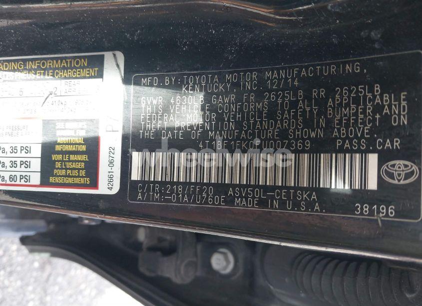 Photo 9 of 2015 Toyota Camry SE (VIN 4T1BF1FK0FU007369)