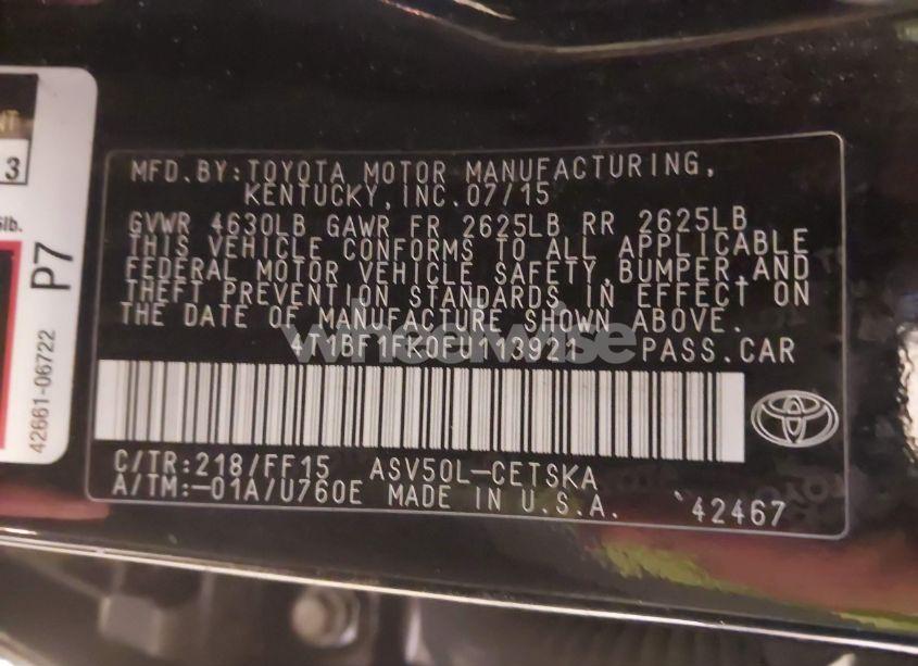 Photo 9 of 2015 Toyota Camry SE (VIN 4T1BF1FK0FU113921)
