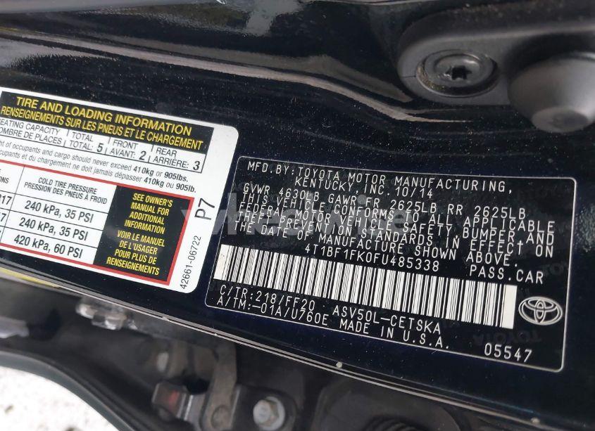 Photo 9 of 2015 Toyota Camry SE (VIN 4T1BF1FK0FU485338)