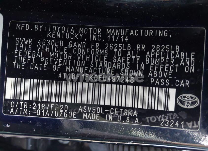 Photo 9 of 2015 Toyota Camry SE (VIN 4T1BF1FK0FU497246)