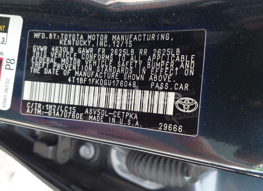 Photo 9 of 2016 Toyota Camry XSE (VIN 4T1BF1FK0GU176048)