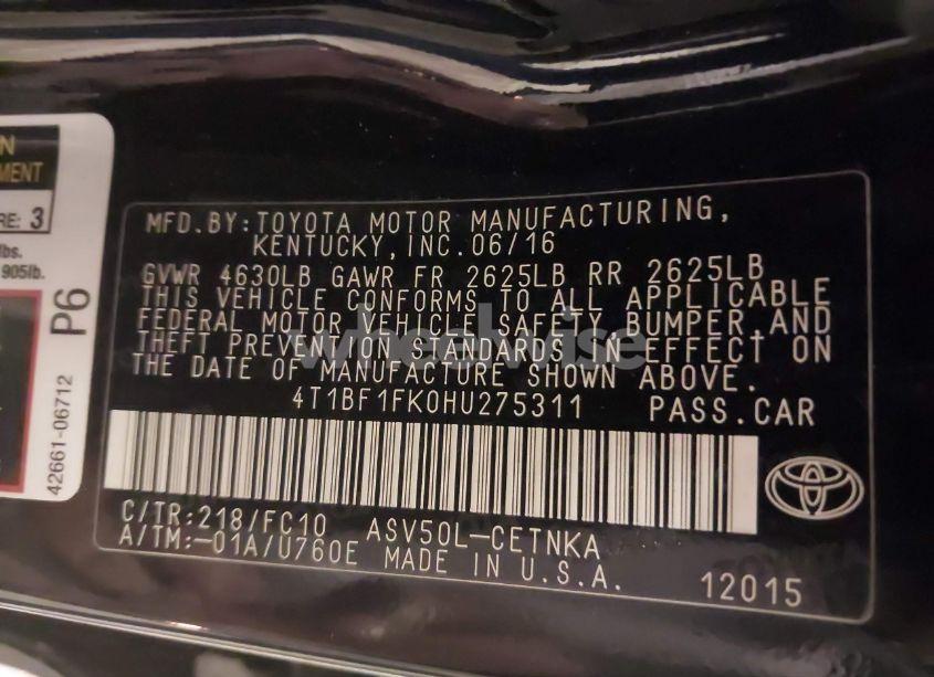 Photo 9 of 2017 Toyota Camry LE (VIN 4T1BF1FK0HU275311)