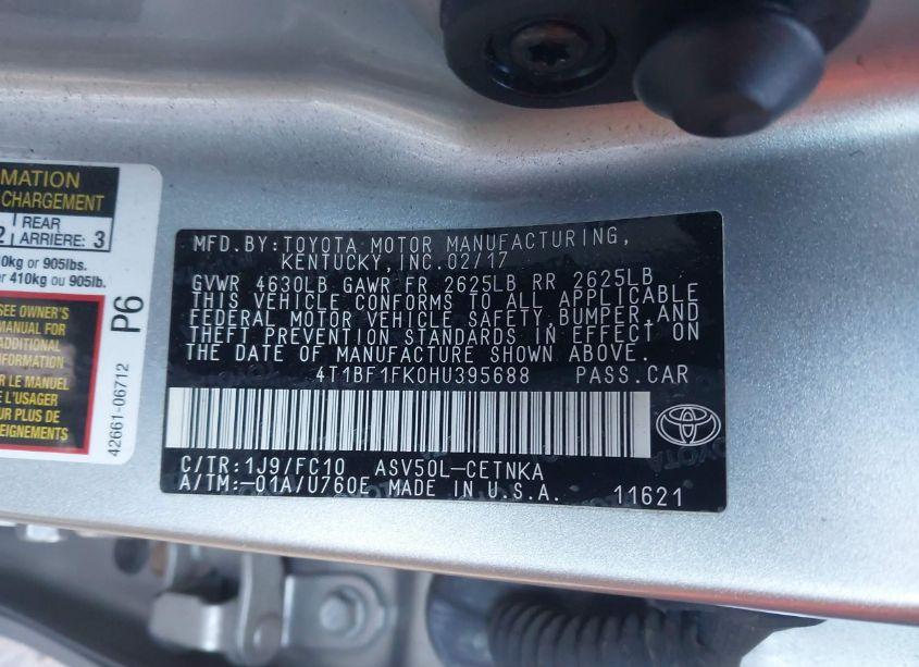 Photo 9 of 2017 Toyota Camry LE (VIN 4T1BF1FK0HU395688)