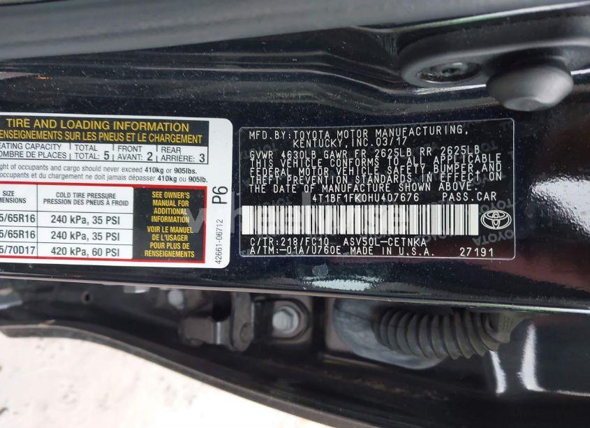 Photo 9 of 2017 Toyota Camry LE (VIN 4T1BF1FK0HU407676)