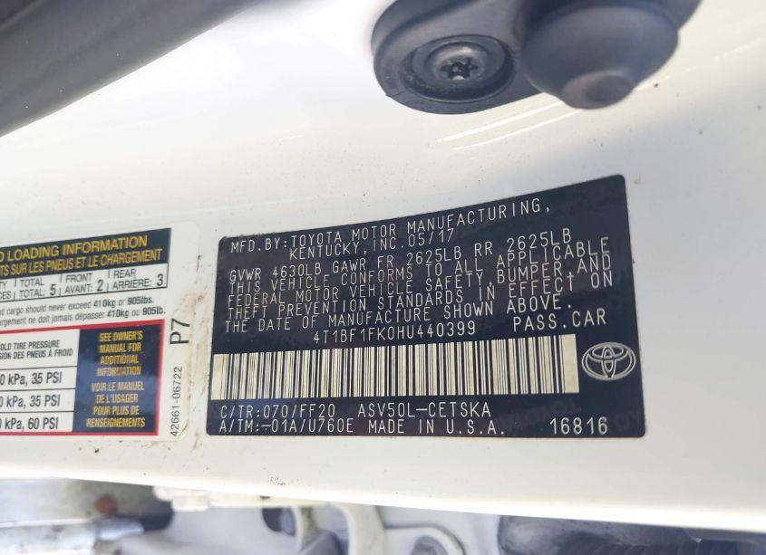 Photo 9 of 2017 Toyota Camry SE (VIN 4T1BF1FK0HU440399)