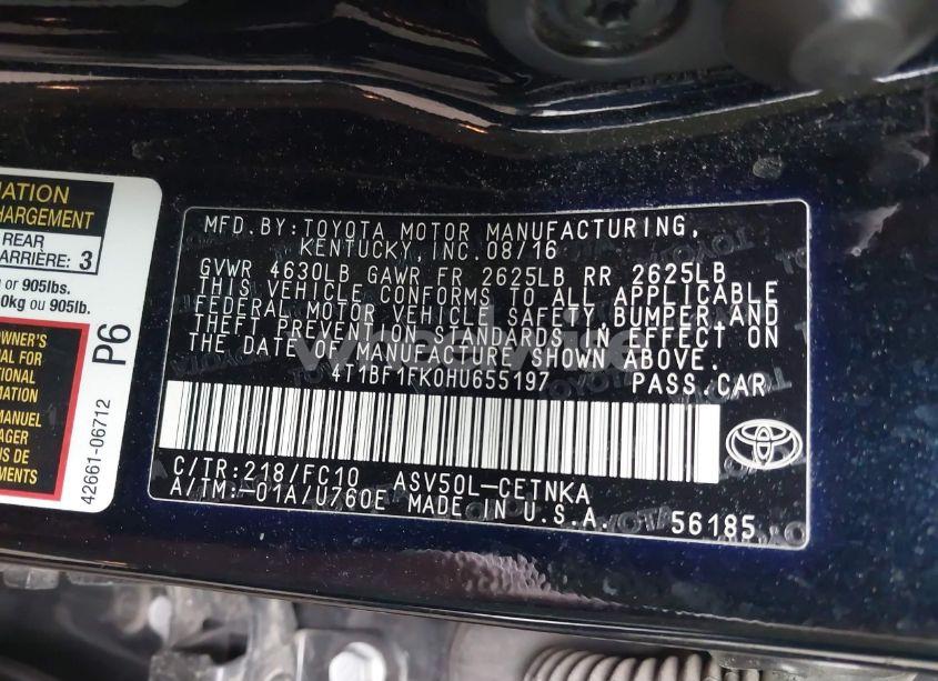 Photo 9 of 2017 Toyota Camry LE (VIN 4T1BF1FK0HU655197)