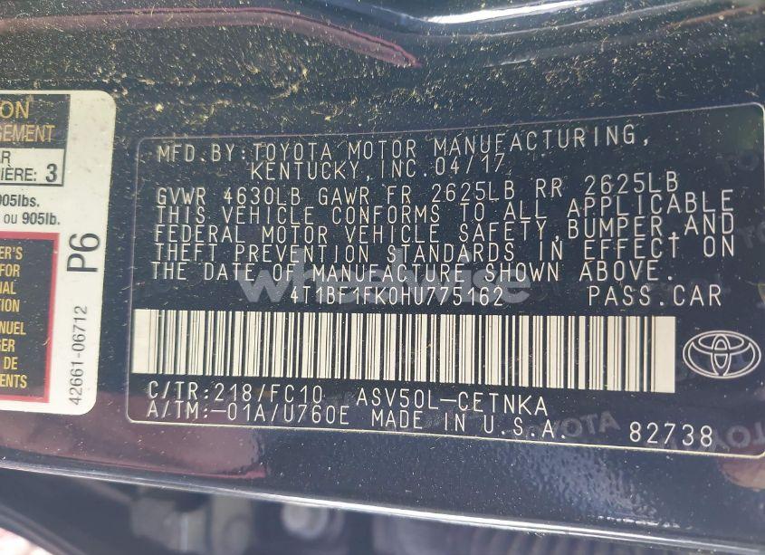 Photo 12 of 2017 Toyota Camry LE (VIN 4T1BF1FK0HU775162)