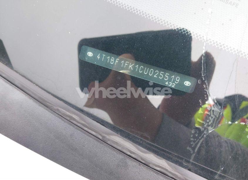 Photo 9 of 2012 Toyota Camry LE (VIN 4T1BF1FK1CU025519)