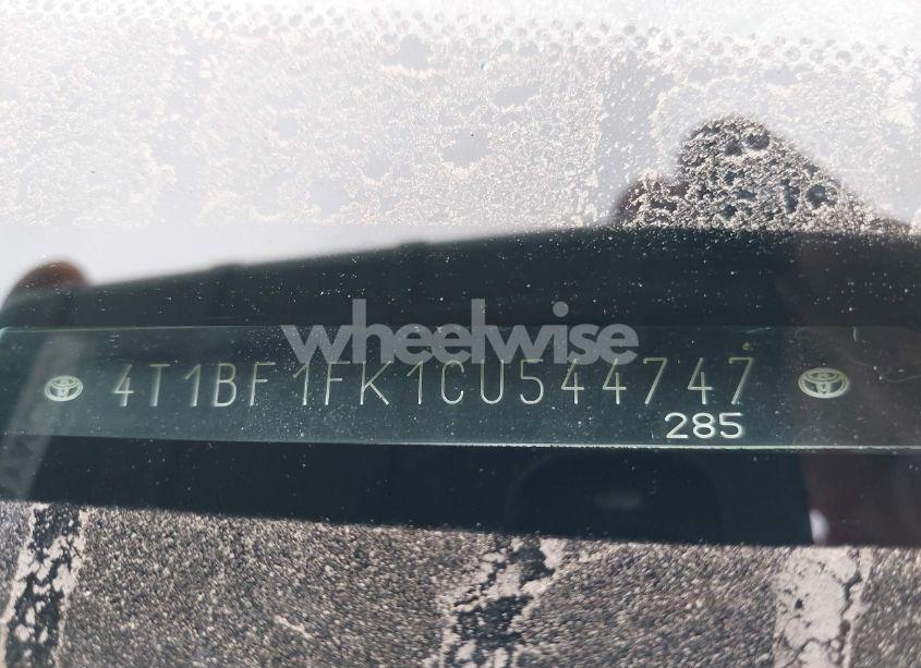 Photo 9 of 2012 Toyota Camry SE (VIN 4T1BF1FK1CU544747)