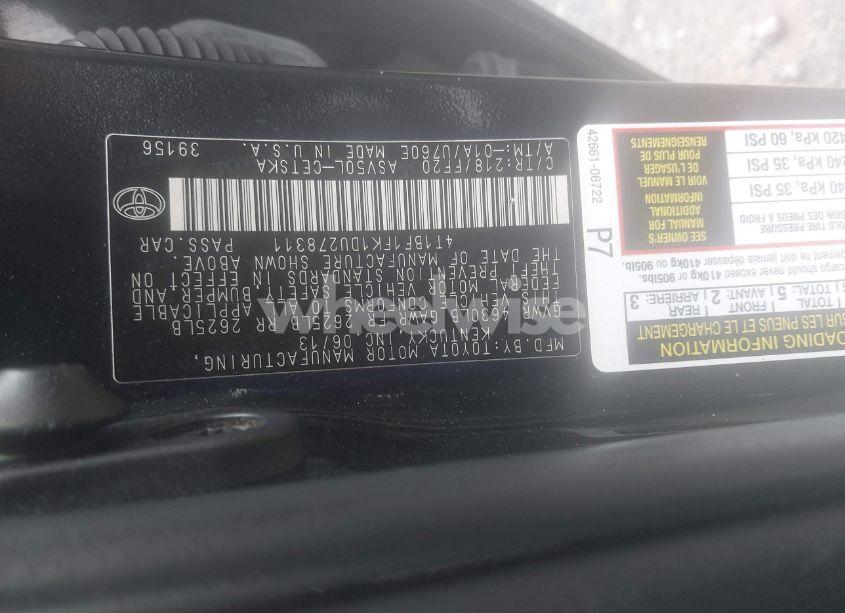 Photo 9 of 2013 Toyota Camry SE (VIN 4T1BF1FK1DU278311)