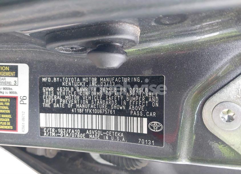 Photo 9 of 2013 Toyota Camry L (VIN 4T1BF1FK1DU675761)
