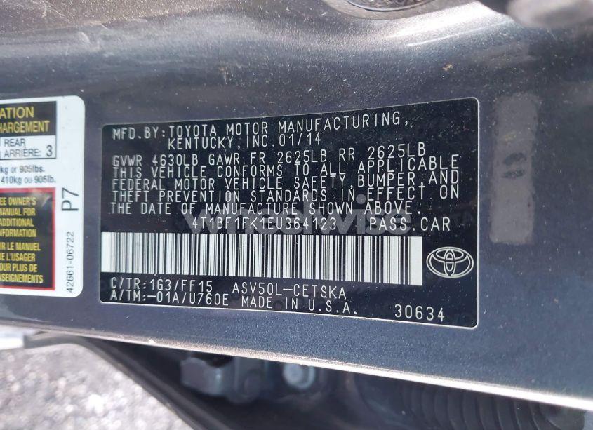 Photo 9 of 2014 Toyota Camry SE (VIN 4T1BF1FK1EU364123)