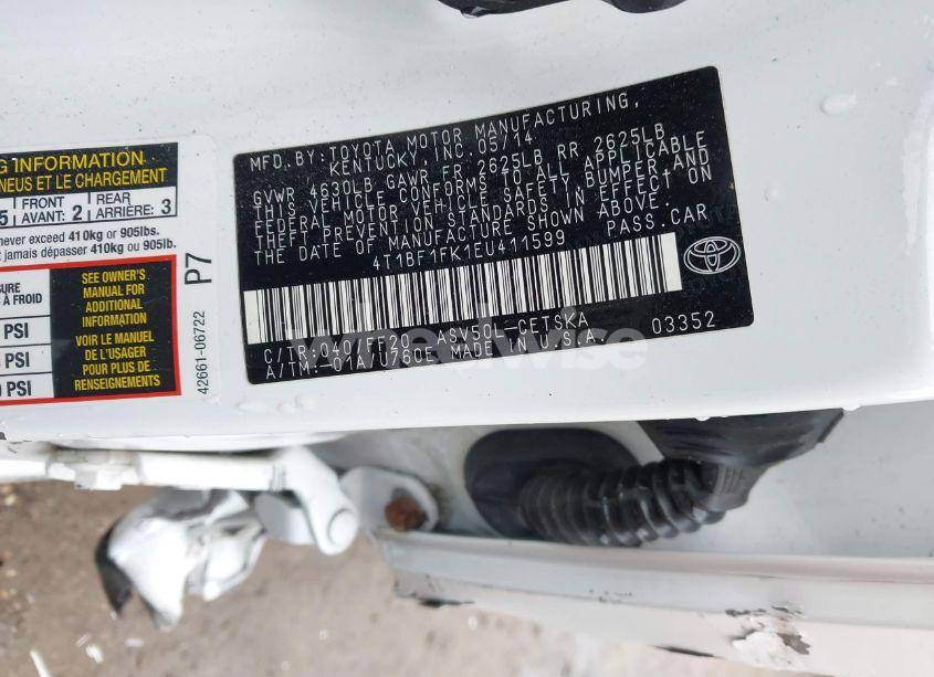 Photo 9 of 2014 Toyota Camry SE (VIN 4T1BF1FK1EU411599)