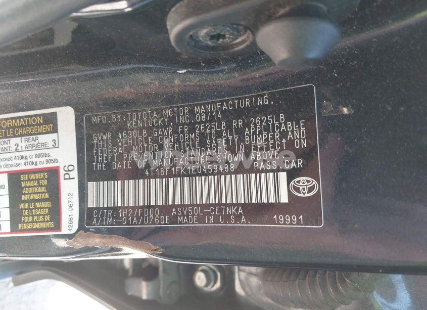 Photo 9 of 2014 Toyota Camry LE (VIN 4T1BF1FK1EU459488)