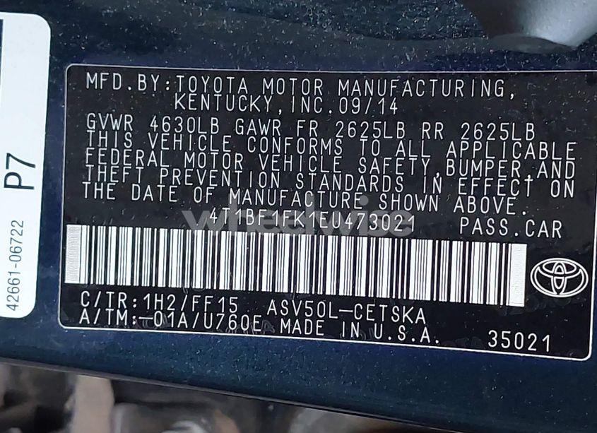 Photo 9 of 2014 Toyota Camry SE (VIN 4T1BF1FK1EU473021)