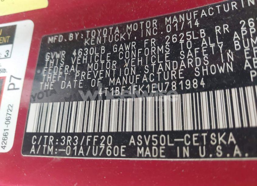 Photo 9 of 2014 Toyota Camry SE (VIN 4T1BF1FK1EU781984)