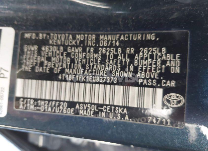 Photo 9 of 2014 Toyota Camry SE (VIN 4T1BF1FK1EU837373)