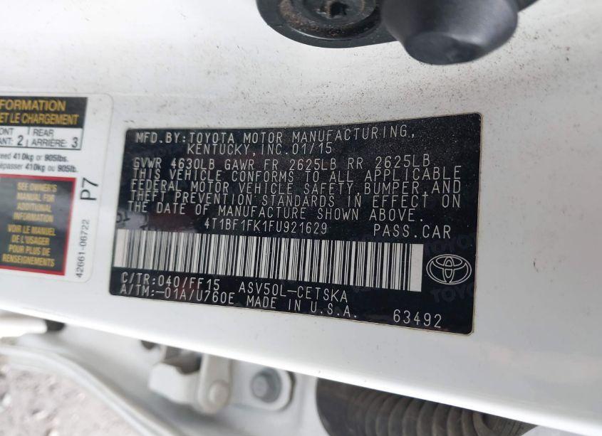 Photo 9 of 2015 Toyota Camry SE (VIN 4T1BF1FK1FU921629)