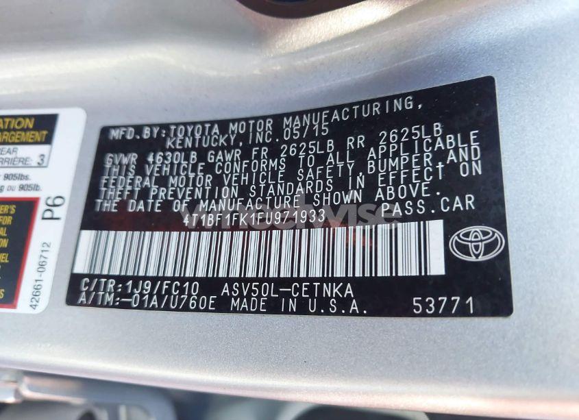 Photo 9 of 2015 Toyota Camry LE (VIN 4T1BF1FK1FU971933)