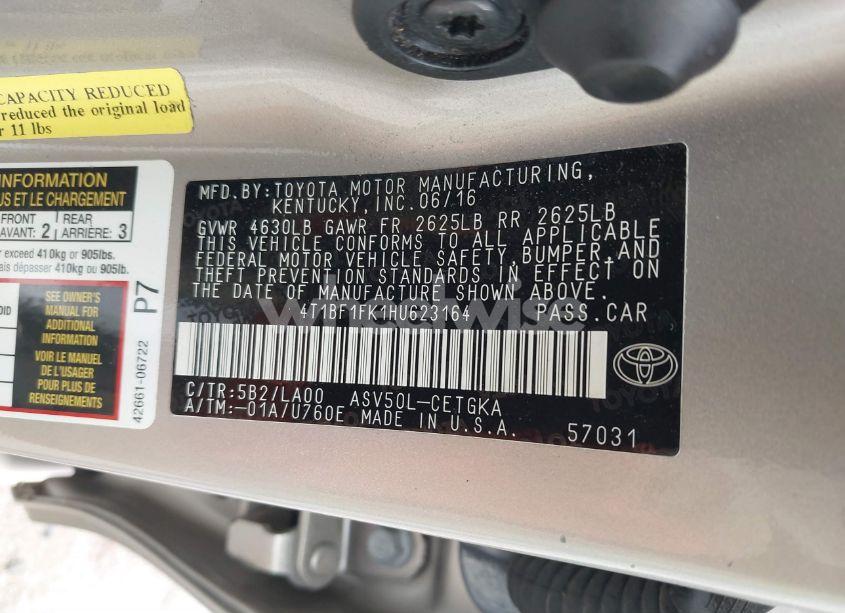 Photo 9 of 2017 Toyota Camry XLE (VIN 4T1BF1FK1HU623164)