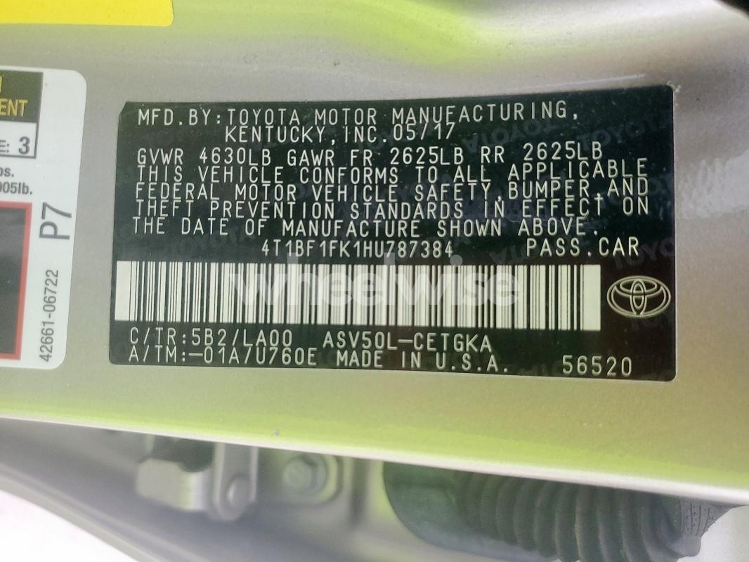 Photo 12 of 2017 TOYOTA CAMRY LE (VIN 4T1BF1FK1HU787384)