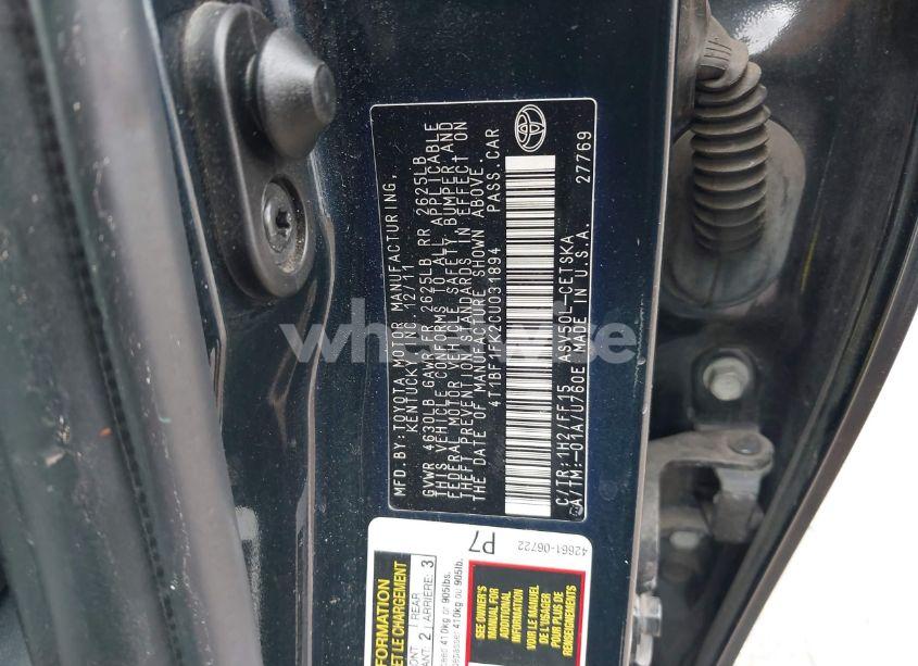 Photo 9 of 2012 Toyota Camry SE (VIN 4T1BF1FK2CU031894)