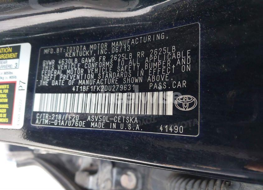 Photo 9 of 2013 Toyota Camry SE (VIN 4T1BF1FK2DU279631)