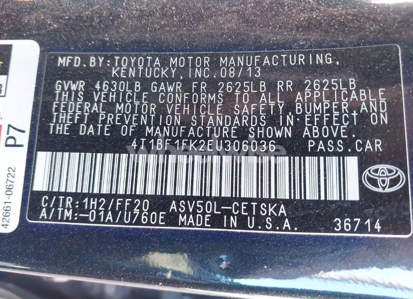 Photo 9 of 2014 Toyota Camry SE (VIN 4T1BF1FK2EU306036)