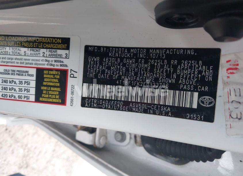 Photo 9 of 2014 Toyota Camry SE (VIN 4T1BF1FK2EU333706)