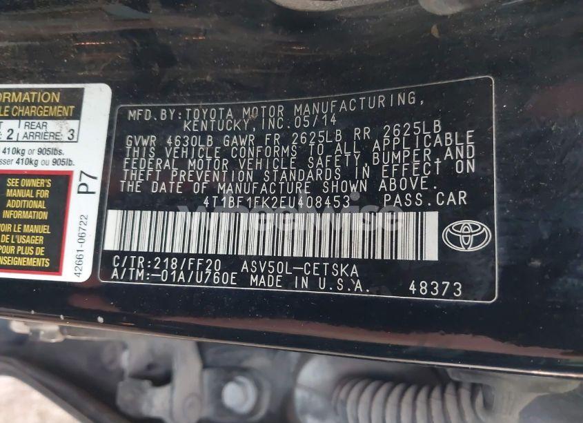 Photo 9 of 2014 Toyota Camry SE (VIN 4T1BF1FK2EU408453)