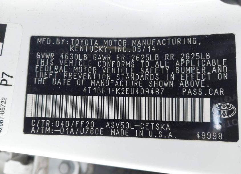 Photo 9 of 2014 Toyota Camry SE (VIN 4T1BF1FK2EU409487)