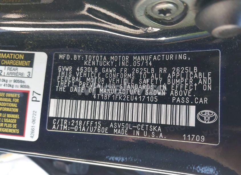 Photo 9 of 2014 Toyota Camry SE (VIN 4T1BF1FK2EU417105)