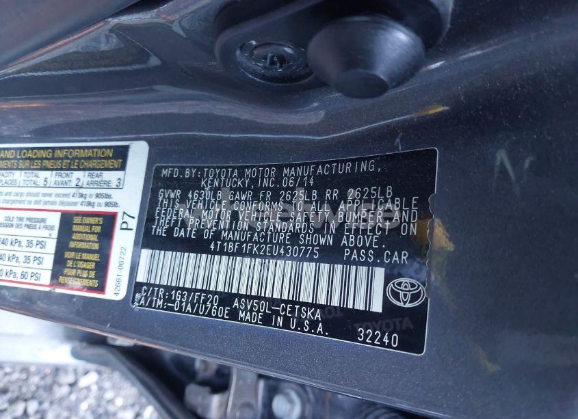 Photo 9 of 2014 Toyota Camry SE (VIN 4T1BF1FK2EU430775)