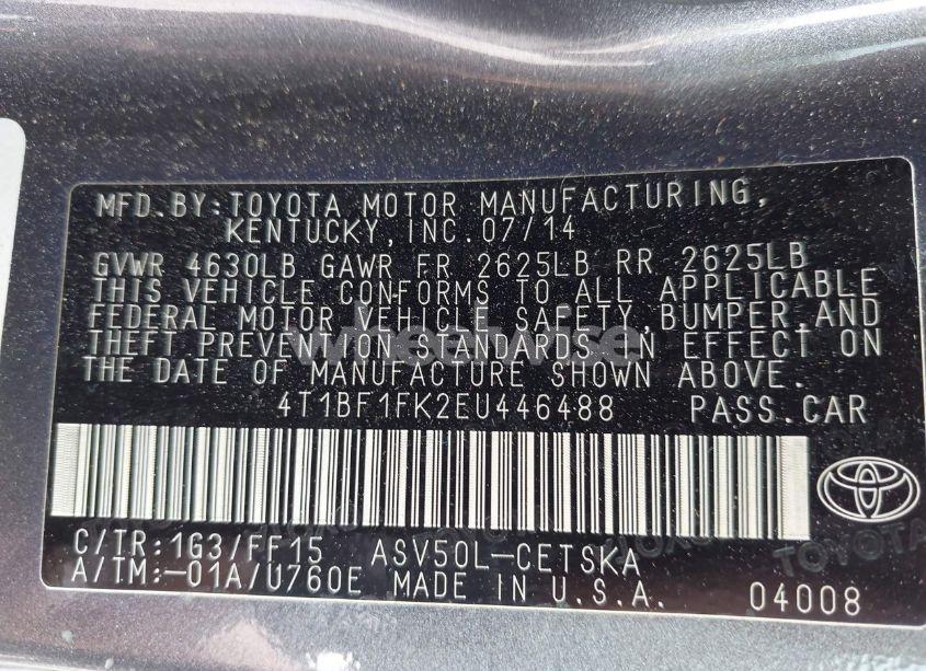 Photo 9 of 2014 Toyota Camry SE (VIN 4T1BF1FK2EU446488)